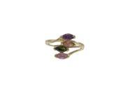 Dlux Jewels Multi Color Marquise Cubic Zirconia Design with Gold Plated Brass Ring 6 in.