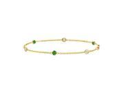 Fine Jewelry Vault UBBR14Y3530DE Emerald and Diamond Bracelet 14K Yellow Gold 0.75 CT TGW