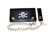 Leather In Chicago LICWB1 PSK400 Bifold Chain Wallet 6 x 3.5 in. Pirate Skull with Bandanna