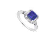 FineJewelryVault UBJ7896W14DS 101 Sapphire and Diamond Engagement Ring 14K White Gold 1.00 CT TGW Size 7