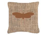 Moth Burlap and Brown Canvas Fabric Decorative Pillow BB1058