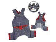 Klippo Pet KBD064XL Adorable Stripy Denim Overall Extra Large