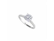 Fine Jewelry Vault UBNR50804EW14CZ Lovely Gift CZ Engagement Ring in 14K White Gold