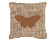 Butterfly Burlap and Brown Canvas Fabric Decorative Pillow BB1044