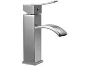 ALFI Trade AB1258 BN Brushed Nickel Square Body Curved Spout Single Lever Bathroom Faucet