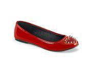 Demonia STAR24_RPT 6 Round Toe Flat Shoe with See Through Heart Cutout Spikes Red Size 6