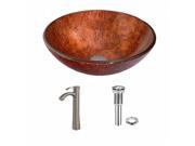 VIGO Mahogany Moon Glass Vessel Sink and Otis Faucet Set in Brushed Nickel