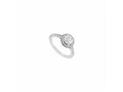 Fine Jewelry Vault UBJS3183AW14CZ 14K White Gold CZ Halo Engagement Ring 1.25 CT