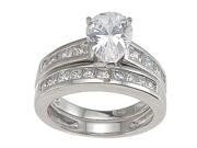 Plutus kkrs6647c 925 Sterling Silver Rhodium Finish CZ Pear Shape Wedding Set Ring Size 8