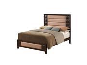 Global Furniture Sofia Upholstered Platform Bed in Brown Leather Fabric Quee