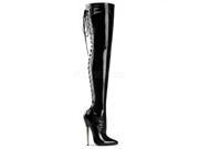 Devious DAG3063_B 7 Solid Brass Open Back Thigh Boot Black Size 7