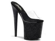 Pleaser FLAM801SDG_C_BG 5 4 in. Platform Slide Shoe with Glitter Covered Bottom Black Clear Size 5