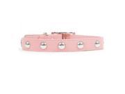 Rockinft Doggie 844587014087 .5 in. x 10 in. Leather Collar with Domed Rivets Pink