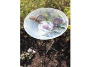 NorthLight 21 in. Hand Painted Glass Dragonfly And Flower Spring Outdoor Garden Bird Bath