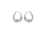 Fine Jewelry Vault UBERS84959TT Rhodium Plating Sterling Silver with 14K Yellow Heart Accent Hoop Earrings Pair 19.5X 17.6 mm