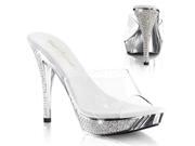 Fabulicious ELEG401_C_SCH 5 1 in. Platform Slide Rhinestone Embellished Shoe Clear Silver Size 5