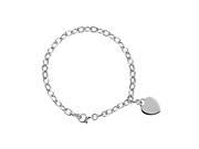 Fine Jewelry Vault UBBRS650900AG Sterling Silver Rolo 7.5 in. Bracelet with Heart Charm Perfect Jewelry for all Occasions