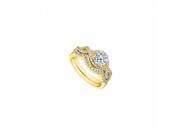 Fine Jewelry Vault UBJS3136ABY14CZ CZ Engagement Ring With CZ Wedding Band Sets in 14K Yellow Gold 1.25 CT TGW