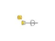 Fine Jewelry Vault UBER14WH4RD100YS Created Yellow Sapphire Stud Earrings in 14K White Gold 1 Carat TGW