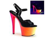 Pleaser RBOW309UV_B_NMC 10 2.75 in. Platform Ankle Strap Sandal with Neon UV Reactive Rainbow Black Size 10