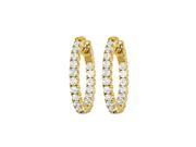 Fine Jewelry Vault UBNER40906Y14D30072 Diamond Hoop Earrings for Women in 14K Yellow Gold 3 CT TDW
