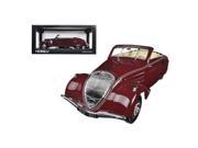 Norev NO184717 1937 Peugeot Eclipse 402 Dark Red with Retractable Top 1 18 Diecast Car Model