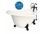 American Bath Factory T011B OB R B Champagne Ascot 60 in. Bisque Acrastone Air Bath Tub Old World Bronze Metal Finish Large