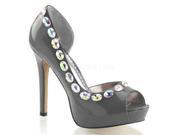 Fabulicious LUMINA38_PW 11 1 in. Platform Open Toe Dorsay Pump with Rhinestone Embellishments Gray Size 11