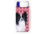 Carolines Treasures SS4505MUK Papillon Hearts Love And Valentines Day Portrait Michelob Ultra bottle sleeves For Slim Cans