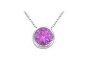 Fine Jewelry Vault UBPD600W14AM Round Amethyst Solitaire Pendant in 14kt White Gold 1 CT TGW Valentines Day Jewelry Gift
