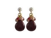 Dlux Jewels Red Jasper Semi Precious Stones with 1 in. Gold Plated Sterling Silver Post Earrings