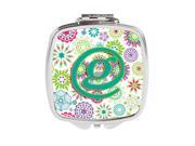 Carolines Treasures CJ2011 GSCM Letter G Flowers Pink Teal Green Initial Compact Mirror