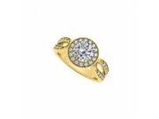 Fine Jewelry Vault UBNR83524AGVYCZ CZ Mil grain Halo Wide Shank Engagement Ring in Yellow Gold Vermeil