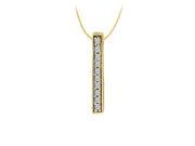 Fine Jewelry Vault UBNPD31160AGVYCZ Cubic Zirconia Straight Line Pendant in Gold Vermeil over Sterling Silver 0.10 CT TGW