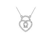 Fine Jewelry Vault UBPDS84407W14D Diamond Petite Heart Lock Charm Pendant in 14kt White Gold 0.50.ct.tdw