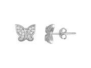 YGI Group SSE216 Sterling Silver Butterfly Micropave Stud Earrings With Cubic Zirconia