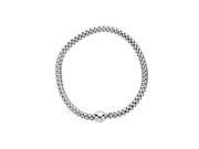 Fine Jewelry Vault UBBRS650908AG Sterling Silver White Rhodium Plated 4.3mm Woven Stretch Bracelet