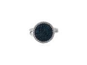 Dlux Jewels 12 mm Sterling Silver SR Round Blue Ring