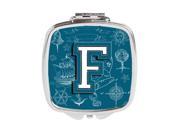 Carolines Treasures CJ2014 FSCM Letter F Sea Doodles Initial Alphabet Compact Mirror