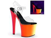 Pleaser RBOW708UV_C_NMC 5 3.5 in. Platform Ankle Strap Sandal with Neon UV Reactive Rainbow Clear Size 5