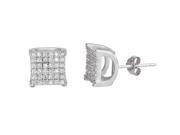YGI Group SSE206 Sterling Silver Square Micropave Stud Earrings With Cubic Zirconia