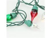 NorthLight Clear Red And Greeen Twinkle Flame Tip Glass Bulb C5 Mini Christmas Lights Green Wire Set Of 50