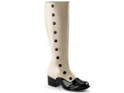Funtasma RET306_CRPU BPT 9 Spectator Knee High Boot with Faux Buttons Black and Cream Size 9