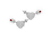 Fine Jewelry Vault UBERBK10W14DR Earrings with Pave Diamond Heart Arrow Bezel Set Ruby in 14K White Gold 2.25 Carat TGW