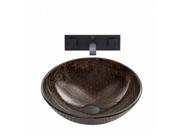 VIGO Copper Shield Glass Vessel Sink and Titus Wall Mount Faucet Set in an Antique Rubbed Bronze Finish
