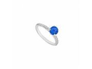 Fine Jewelry Vault UBJS188AW14DS 14K White Gold Sapphire Diamond Engagement Ring 0.75 CT TGW 16 Stones
