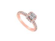 Fine Jewelry Vault UBJ7515P14CZ Stunning CZ Engagement Ring in 14K Rose Gold