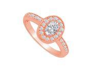 Fine Jewelry Vault UBNR83376P147X5CZ Pretty April Birthstone CZ Halo Ring in 14K Rose Gold