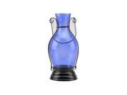 NorthLight 11.75 in. Transparent Blue Decorative Glass Bottle Tea Light Candle Lantern