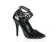 Pleaser SED443_B 7 Criss Cross Pump Shoe with Eyelet Hole Punch Black Size 7